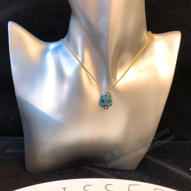 GUCCi飾品 古馳老虎頭時尚珍珠 彩鑽施華洛世奇水晶 項鏈 Gucci女項鏈  zgbq1148